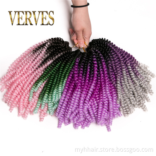 Synthetic Wholesale 8 inch Ombre Synthetic Braiding Hair Spring Twist Bounce Crochet Braids Spring Twist Hair